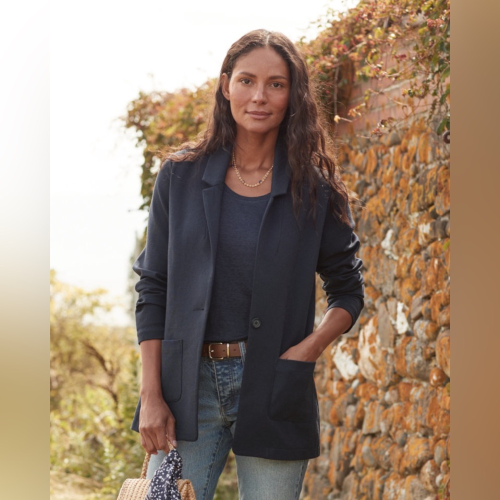 Garnet Hill Classic Black Knit Blazer